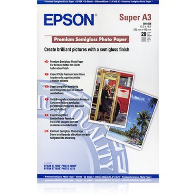 Epson Premium Semigloss Photo Paper, DIN A3+, 250 g/m², 20 Blatt