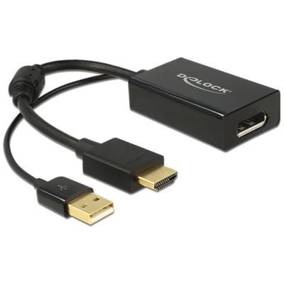 DeLOCK 0.245m HDMI+USB2.0-A/DisplayPort 0,254 m HDMI + USB Schwarz