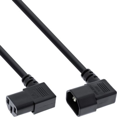 InLine Netzkabel Kaltgeräteverlängerung, C13 auf C14, 90° abgewinkelt, 1,0m