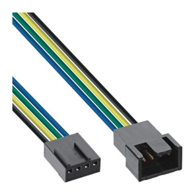 InLine Lüfterkabel Verlängerung PWM, 4pol Molex Stecker / Buchse, 0,70m