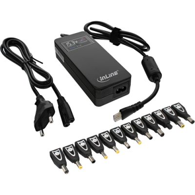 InLine Univ. NT f. NBs m. Farbdisp., 90W, USB, 100-240V, schw. m. 12 Wechselst.