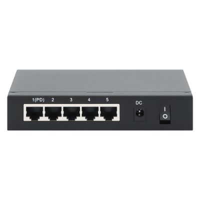 Intellinet 5-Port PoE+ Gigabit Switch mit PoE-Passthrough, 4 x PSE PoE-Ports, 1 x PD PoE-Port, IEEE 802.3at/af Power-over-Ethernet (PoE+/PoE), IEEE 802.3az Energy Efficient Ethernet, Desktop