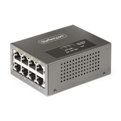 StarTech.com 4-Port Multi-Gigabit PoE++ Injector, 5/2.5/1G Ethernet (NBASE-T), PoE/PoE+/PoE++ (802.3af/802.3at/802.3bt), 160W Budget Injektor, Wand-/DIN-Schienen Montage, PoE Adapter Unmanaged