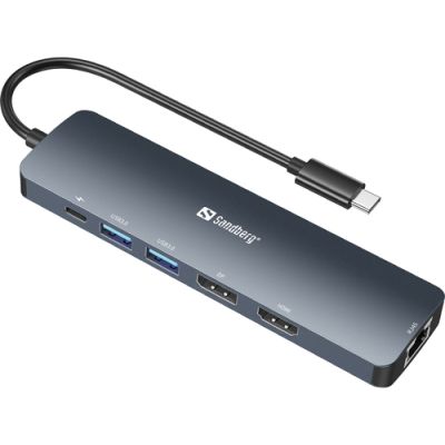 Sandberg 136-43 laptop-dockingstation & portreplikator USB 3.2 Gen 1 (3.1 Gen 1) Type-C Grau