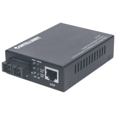 Intellinet Gigabit Ethernet Singlemode Medienkonverter, 10/100/1000Base-T auf 1000Base-LX (SC) Single Mode, 20 km