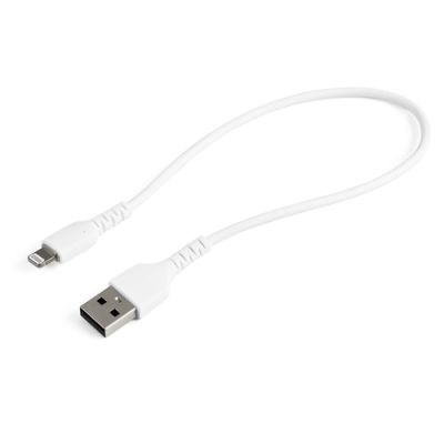 StarTech.com 30cm strapazierfähiges weißes USB-A auf Lightning-Kabel - Hochbelastbare, robuste Aramidfaser - USB Typ-A auf Lightningkabel - Lade-/Synchronisationskabel - Apple MFi-zertifiziert iPad/iPhone 12