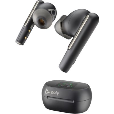 POLY Voyager Free 60+ UC M Carbon Black Earbuds +BT700 USB-A Adapter +Touchscreen-Ladeetui