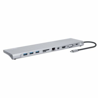 Manhattan 130578 laptop-dockingstation & portreplikator Kabelgebunden USB 3.2 Gen 1 (3.1 Gen 1) Type-C Aluminium