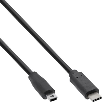 InLine USB 2.0 Kabel, USB-C Stecker an Mini-B Stecker, schwarz, 3m