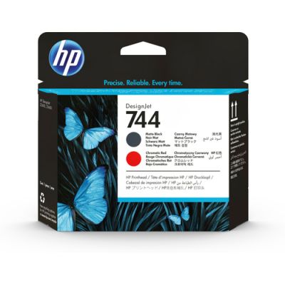 HP 744 DesignJet Druckkopf Schwarz matt/Chromrot