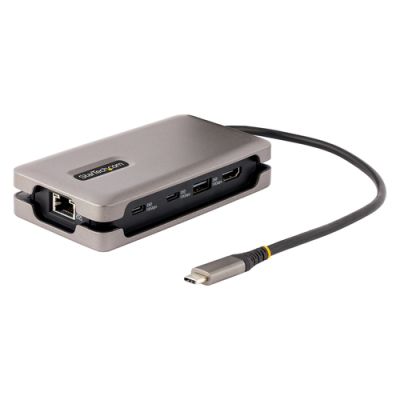 StarTech.com USB C Multiport Adapter-Dockingstation, USB-C Auf HDMI 2.0b 4K 60Hz, HDR, USB Hub, Ethernet, 100W PD, Thunderbolt 3/USB C Mini Dock/Reiseadapter, Laptop Docking Station