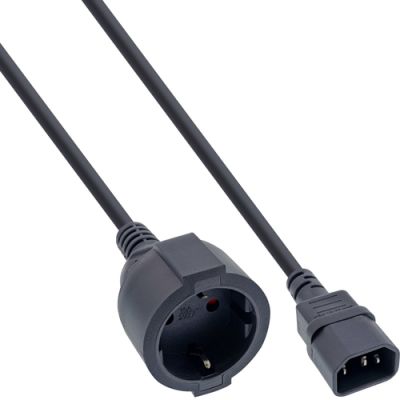 InLine Netz Adapter Kabel, Kaltgeräte C14 auf Schutzkontakt Buchse, 1m