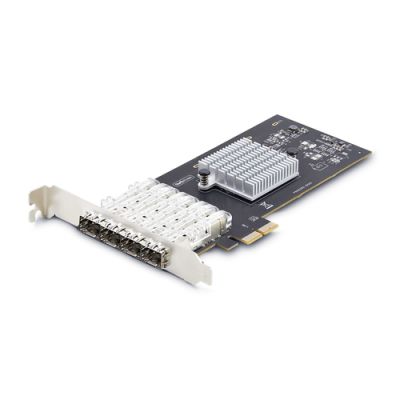 StarTech.com 4-Port GbE SFP Netzwerkkarte, PCIe 2.0 x2, Intel I350-AM4 4x 1GbE, 1000BASE Kupfer/Glasfaser Netzwerkkarte, Gigabit LWL/LAN Karte, Desktop/Server PCIE Netzwerkadapter, Windows und Linux Kompatibel