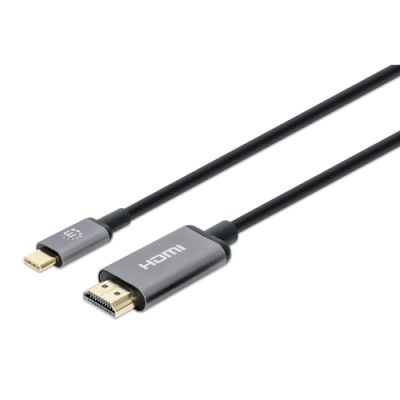 Manhattan 153607 Videokabel-Adapter 2 m HDMI Typ A (Standard) USB Typ-C Schwarz, Silber
