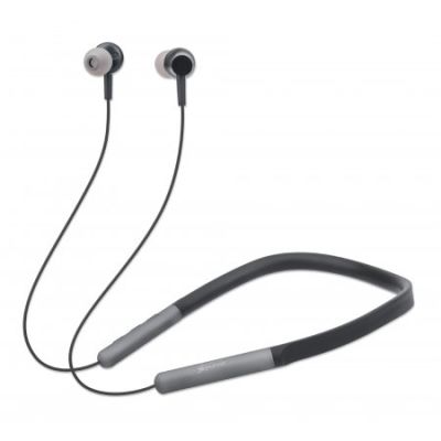 Manhattan Sound Science In-Ear Bluetooth-Sportheadset mit Nackenbügel, Bluetooth 5.0 + EDR, In-Ear-Design, omnidirektionales Mikrofon, integrierte Bedienelemente, schwarz