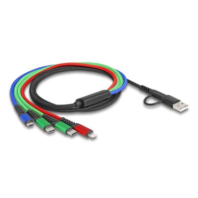 DeLOCK 87035 USB Kabel 1,2 m USB 2.0 USB A/USB C USB C/Micro-USB B/Lightning Schwarz, Blau, Grün, Rot