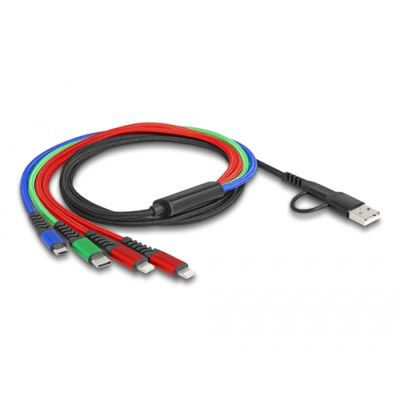 DeLOCK 87884 USB Kabel 1,2 m USB 2.0 USB A/USB C 2 x Lightning / Micro USB-B / USB C Schwarz, Blau, Grün, Rot