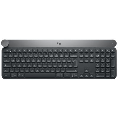 Logitech Craft Advanced keyboard with creative input dial Tastatur RF Wireless + Bluetooth QWERTZ Deutsch Schwarz, Grau