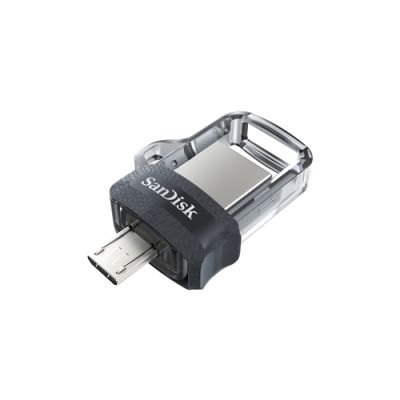 SanDisk Ultra Dual m3.0 USB-Stick 128 GB USB Type-A / Micro-USB 3.2 Gen 1 (3.1 Gen 1) Schwarz, Silber, Transparent