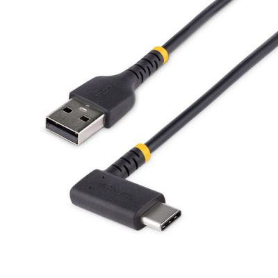 StarTech.com 30 cm USB-A Auf USB-C Ladekabel - USB-C Winkelstecker - Robustes Schnellladekabel Mit Aramidfaser - USB 2.0 A Zu Typ-C - 3A - Kurzes USB Ladekabel Für Handy, Tablets