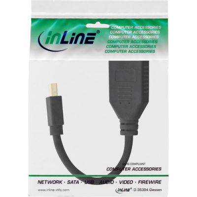 InLine Kabel Mini DisplayPort ST zu DisplayPort BU, 4K2K, schwarz, 0,15m