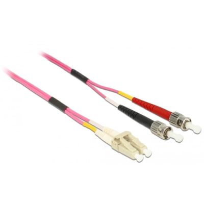 DeLOCK Cable Optical Fibre LC to ST Multi-mode Glasfaserkabel 0,5 m OM4 Violett