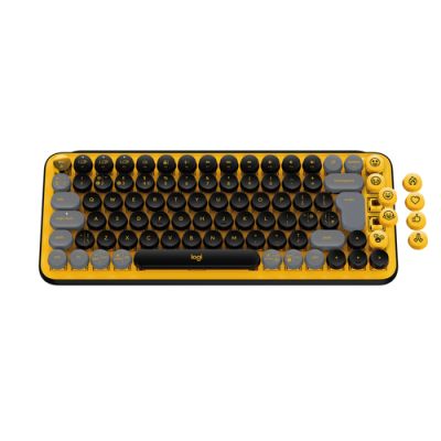 Logitech POP Keys Wireless Mechanical Keyboard With Emoji Keys Tastatur RF Wireless + Bluetooth AZERTY Französisch Schwarz, Grau, Gelb