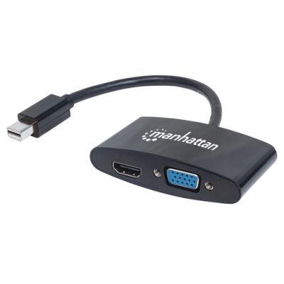 Manhattan 2-in-1 Mini-DisplayPort-Adapter 4K, Mini-DisplayPort-Stecker auf HDMI/VGA-Buchse, passiv, schwarz
