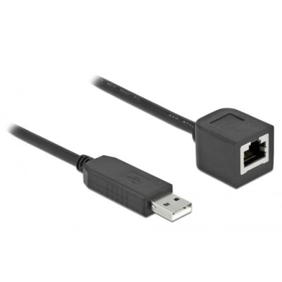 DeLOCK Serielles Anschlusskabel mit FTDI Chipsatz, USB 2.0 Typ-A Stecker zu RS-232 RJ45 Buchse 2 m schwarz