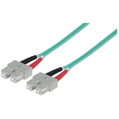Intellinet Glasfaser LWL-Anschlusskabel, Duplex, Multimode, SC/SC, 50/125 µm, OM3, 5 m, Aqua