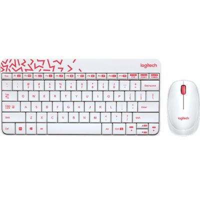 Logitech MK240 Nano Wireless Keyboard and Mouse Combo Tastatur Maus enthalten RF Wireless Russisch Weiß, Rot