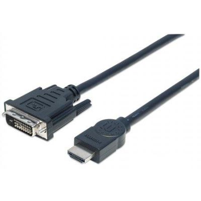 Manhattan HDMI auf DVI-Kabel, HDMI-Stecker auf DVI-D 24+1 Stecker, Dual Link, 5 m, schwarz