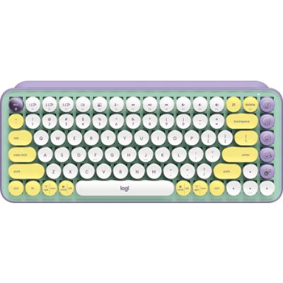 Logitech POP Keys Tastatur RF Wireless + Bluetooth QWERTY Portuguesisch Grün, Violett, Weiß, Gelb