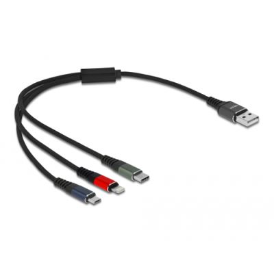 DeLOCK 87236 USB Kabel 0,3 m USB 2.0 USB A Micro-USB B/Lightning/Apple 30-pin Schwarz, Blau, Grün, Rot