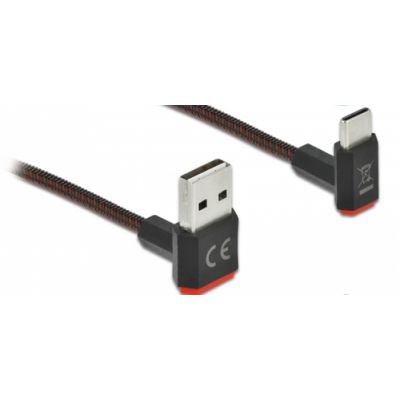 DeLOCK EASY-USB 2.0 Kabel Typ-A Stecker zu USB Type-C™ Stecker gewinkelt oben / unten 2 m schwarz