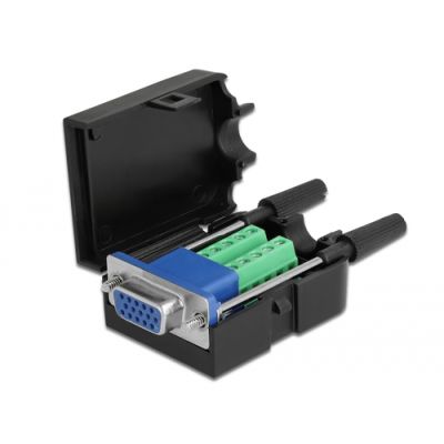 DeLOCK 66259 Drahtverbinder VGA, 10 Pin Terminalblock Schwarz, Blau