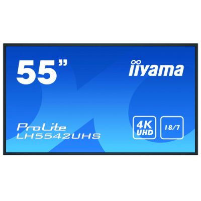 iiyama LH5542UHS-B3 Signage-Display Digital Signage Flachbildschirm 138,7 cm (54.6") IPS 500 cd/m² 4K Ultra HD Schwarz Eingebauter Prozessor Android 8.0 18/7