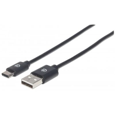 Manhattan USB 2.0 Typ C-Kabel, Typ C-Stecker auf Typ A-Stecker, 480 Mbit/s, 0,5 m, schwarz