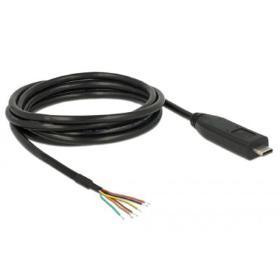 DeLOCK 63949 Serien-Kabel Schwarz 2 m USB 2.0 Type-C 6 x Pin open wires