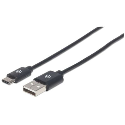 Manhattan USB 2.0 Typ C-Kabel, Typ A-Stecker auf Typ C-Stecker, 480 Mbit/s, 3 m, schwarz