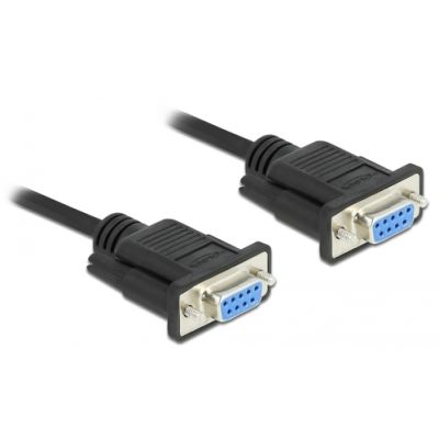DeLOCK Seriell Kabel RS-232 D-Sub 9 Buchse zu Buchse Nullmodem mit schmalem Steckergehäuse - Full Handshaking - 0,5 m