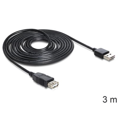 DeLOCK EASY-USB 2.0-A - USB 2.0-A, 3m USB Kabel USB A Schwarz