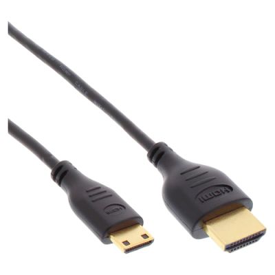 InLine HDMI Superslim Kabel A an C, HS mit Eth., Premium, schwarz / gold, 1,8m