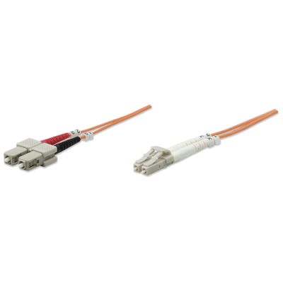 Intellinet Glasfaser LWL-Anschlusskabel, Duplex, Multimode, LC/SC, 62,5/125 µm, OM1, 2 m, orange
