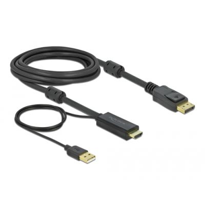 DeLOCK 85965 Videokabel-Adapter 3 m HDMI Typ A (Standard) DisplayPort + USB Type-A Schwarz