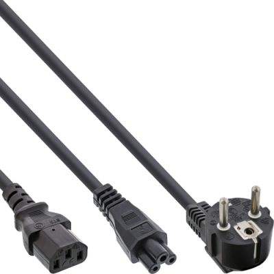 InLine Netz-Y-Kabel, 1x Schutzkontakt ST zu Kaltgeräte- & Notebook ST, 2m