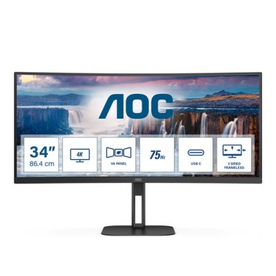 AOC V5 CU34V5C/BK LED display 86,4 cm (34") 3440 x 1440 Pixel Wide Quad HD Schwarz