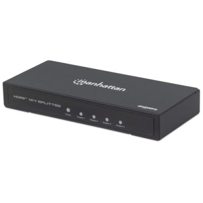 Manhattan 4K 4-Port HDMI-Splitter, 4K@60Hz, Stromversorgung über Netzteil, schwarz