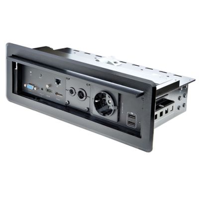 StarTech.com Tischanschlussfeld mit A/V- und Stromversorgungsmodulen und Kabelmanagement