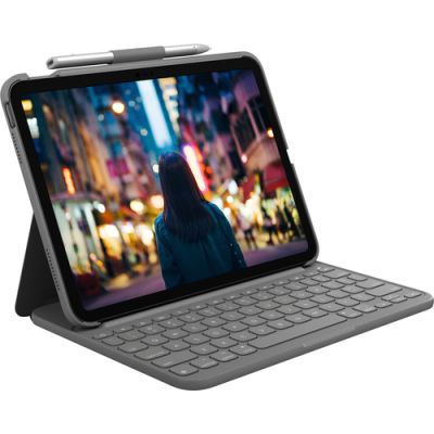 Logitech Slim Folio Grau Bluetooth QWERTY Dänisch, Finnisch, Norwegisch, Schwedisch